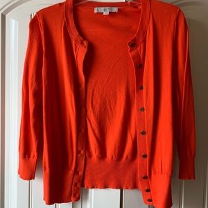 LOFT red orange crop cardigan